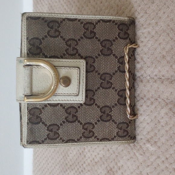 Gucci EUC Abbey 'D' Ring Bifold GG Canvas & Leather Compact Wallet - Picture 1 of 15